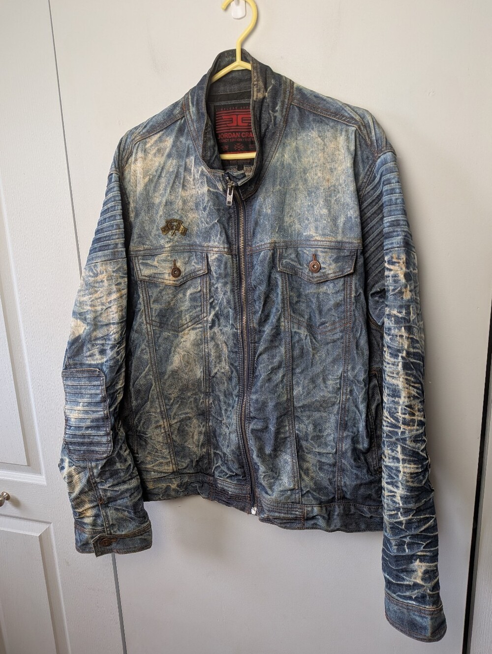 VTG JORDAN CRAIG Legacy Edition Jeans Jacket Size 2XL 99% Cotton Bikercore